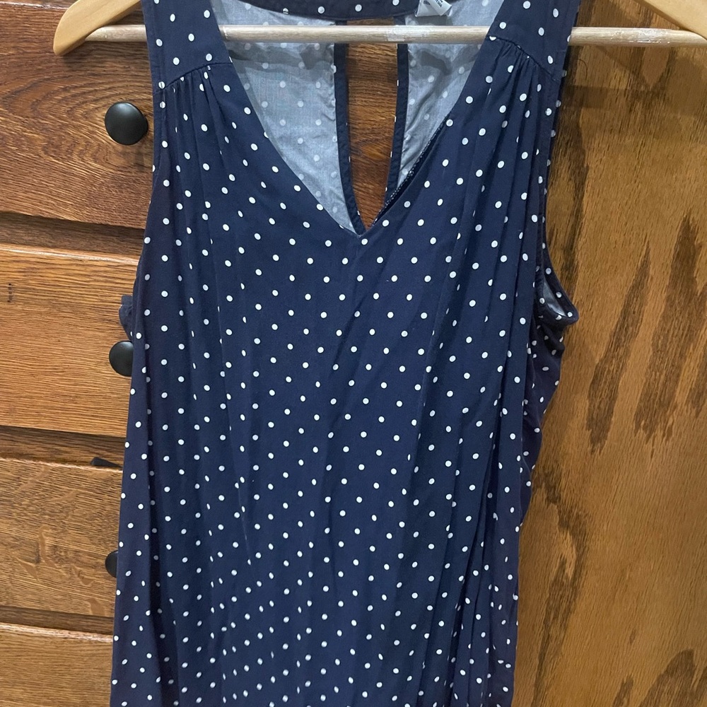 Old Navy Navy Blue Polka Dot Top